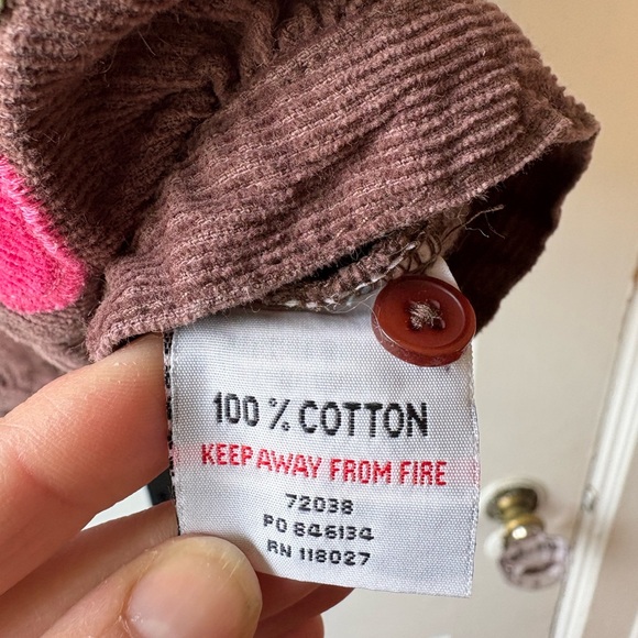 Baby Boden | Brown Cord Overalls with Butterfly and flower appliqué | 3-6 months - Picture 6 of 9